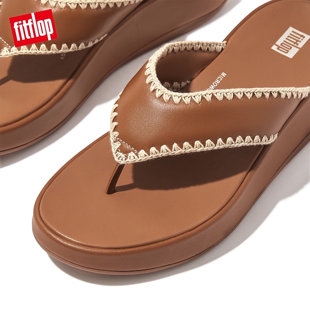 FitFlop Women's F-Mode Crochet Stitch Leather Thong Sandals NIB Size 8